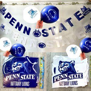 Penn State Party Decorations Bundle : Pack of 2 Hanging Banners and 40 Balloons!